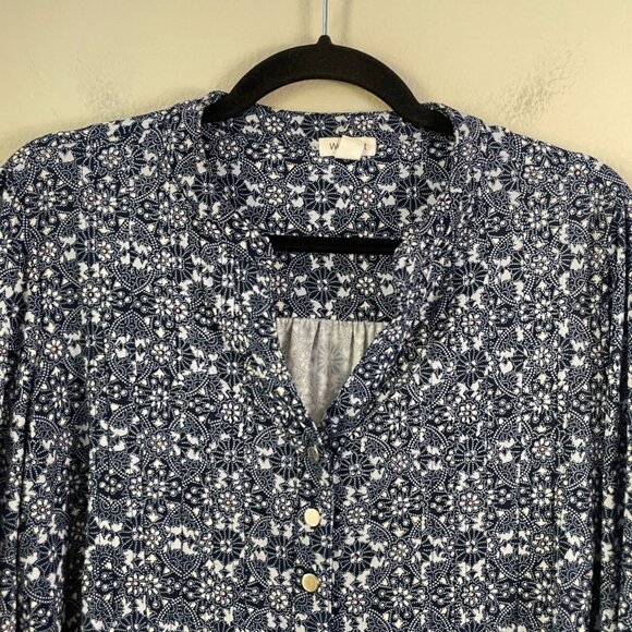 Westport Womens Plus 1X Floral Roll Tab Sleeve Tunic Top Stretch Shirt V Neck - Picture 4 of 11